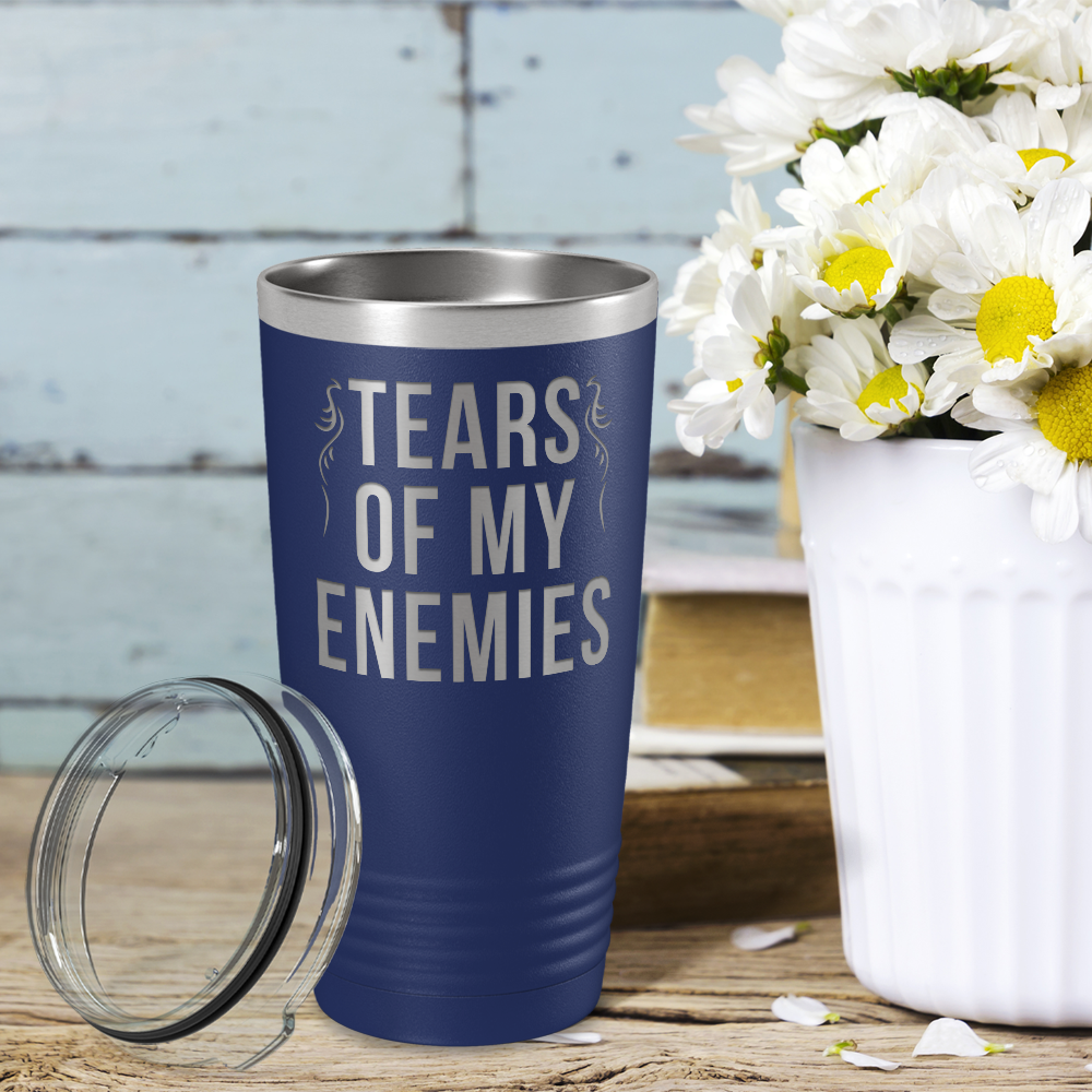 Tears of my Enemies on Navy Blue 20 oz Stainless Steel Ringneck Tumbler