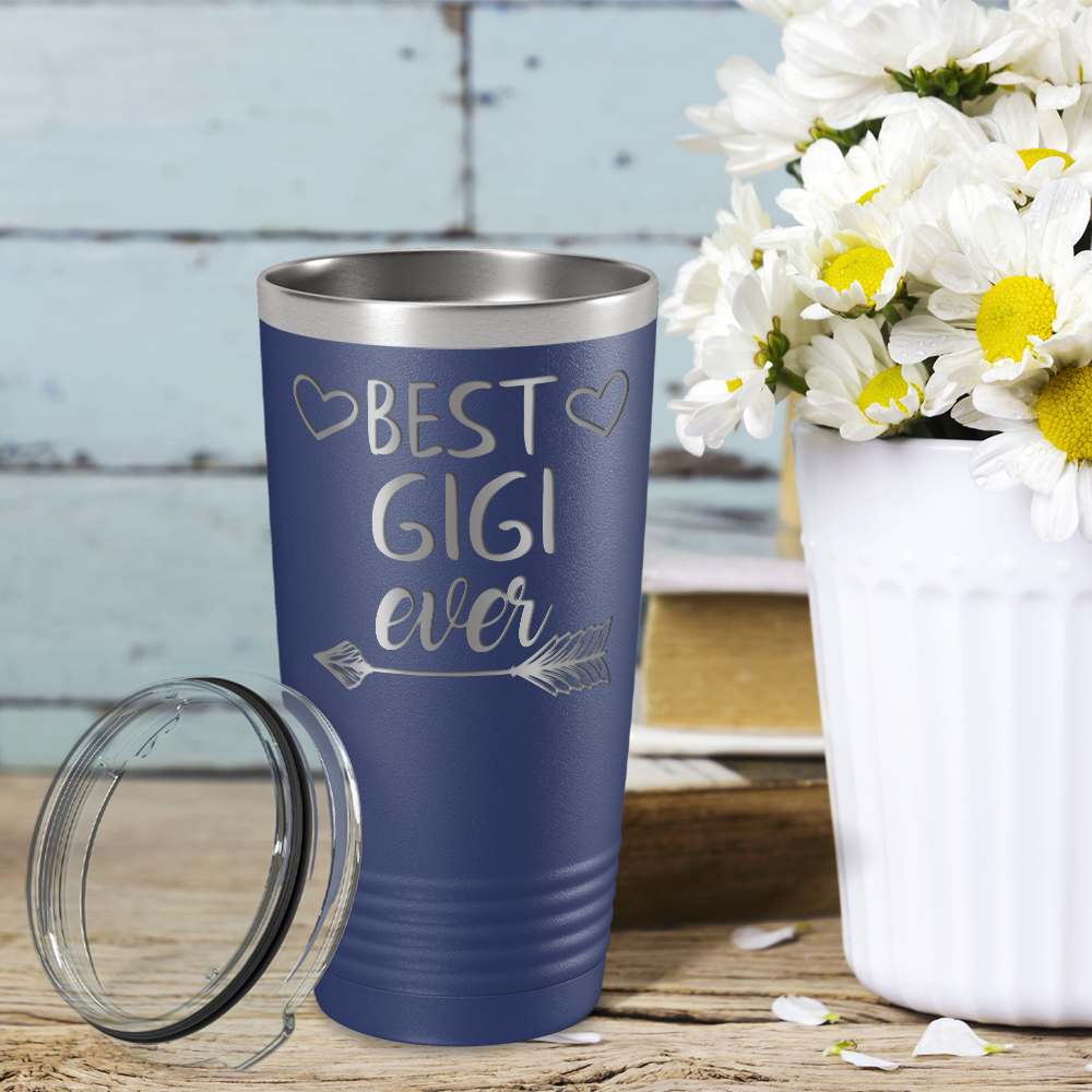 Best Gigi Ever on Navy Blue 20 oz Stainless Steel Ringneck Tumbler