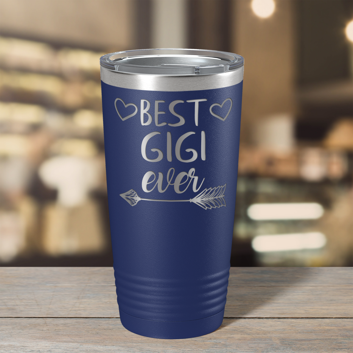 Best Gigi Ever on Navy Blue 20 oz Stainless Steel Ringneck Tumbler