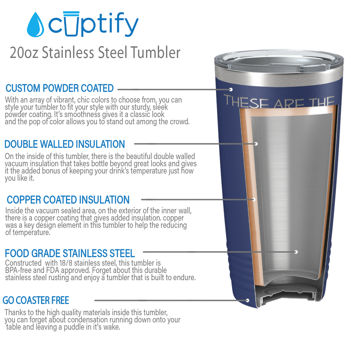 These are Tears of my Staff on Navy Blue 20 oz Stainless Steel Ringneck Tumbler