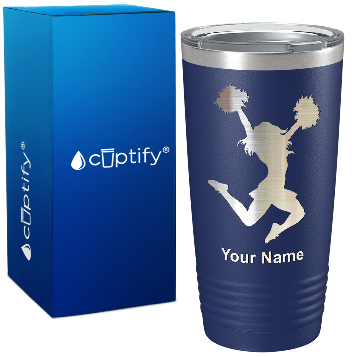 Personalized Cheerleader Pom Poms on 20oz Tumbler