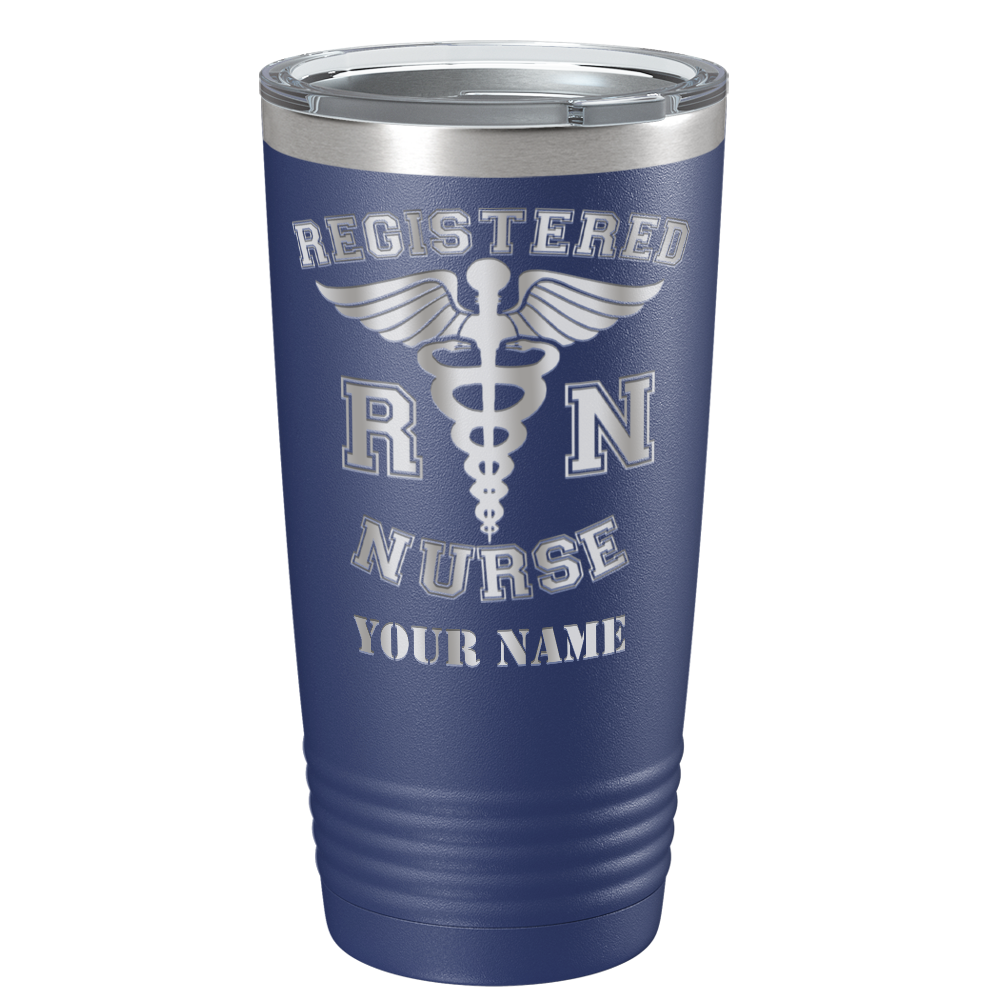 Personalized Nurse Laser Engraved 20oz Tumbler - Navy Blue Matte