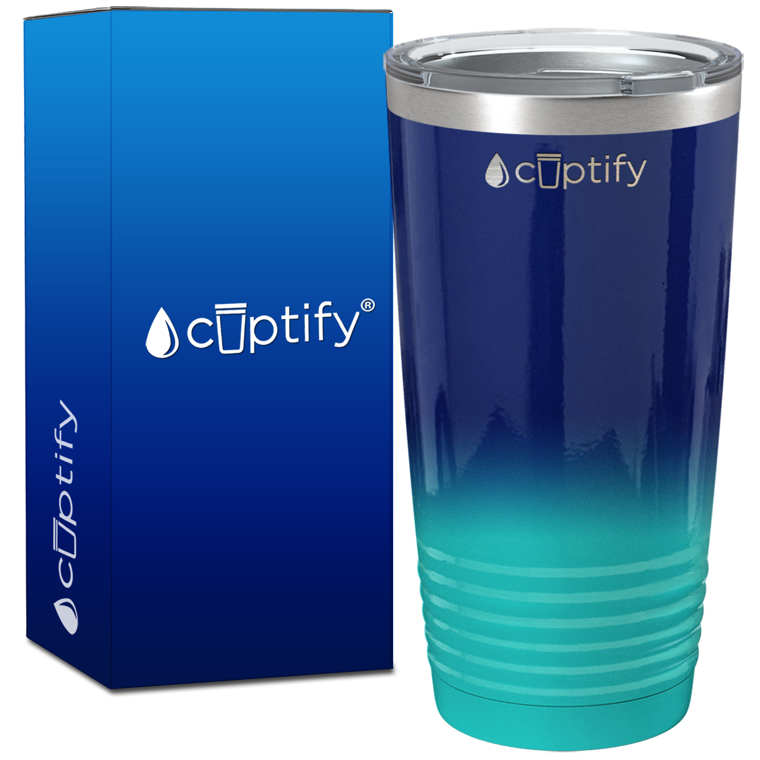 Navy Blue Seafoam Ombre 20oz Tumbler