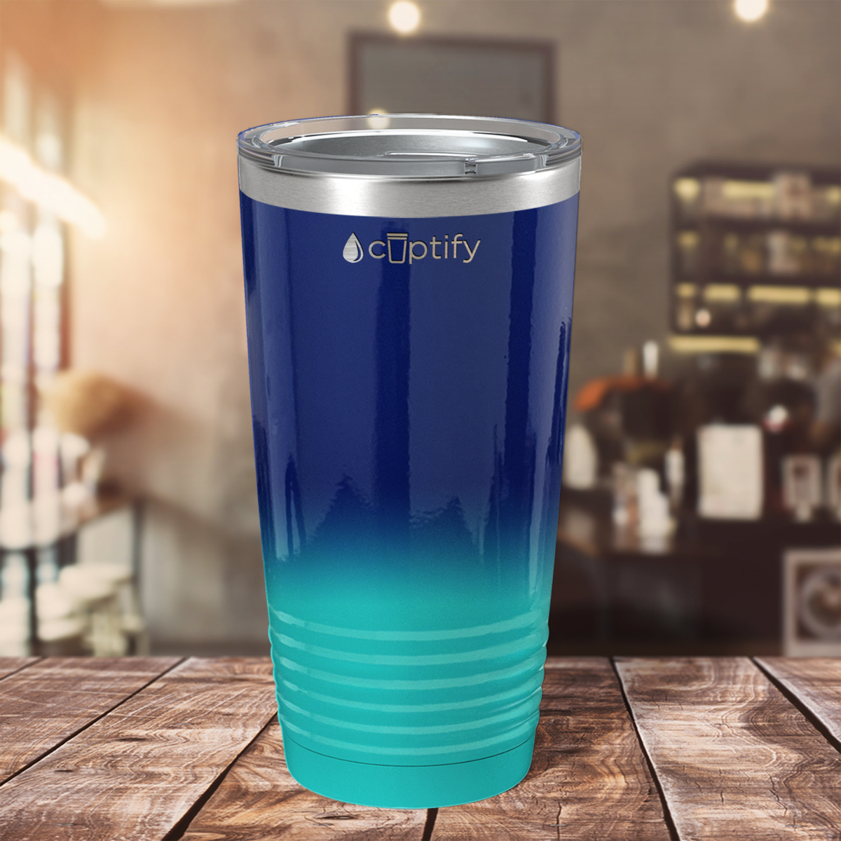 Navy Blue Seafoam Ombre 20oz Tumbler