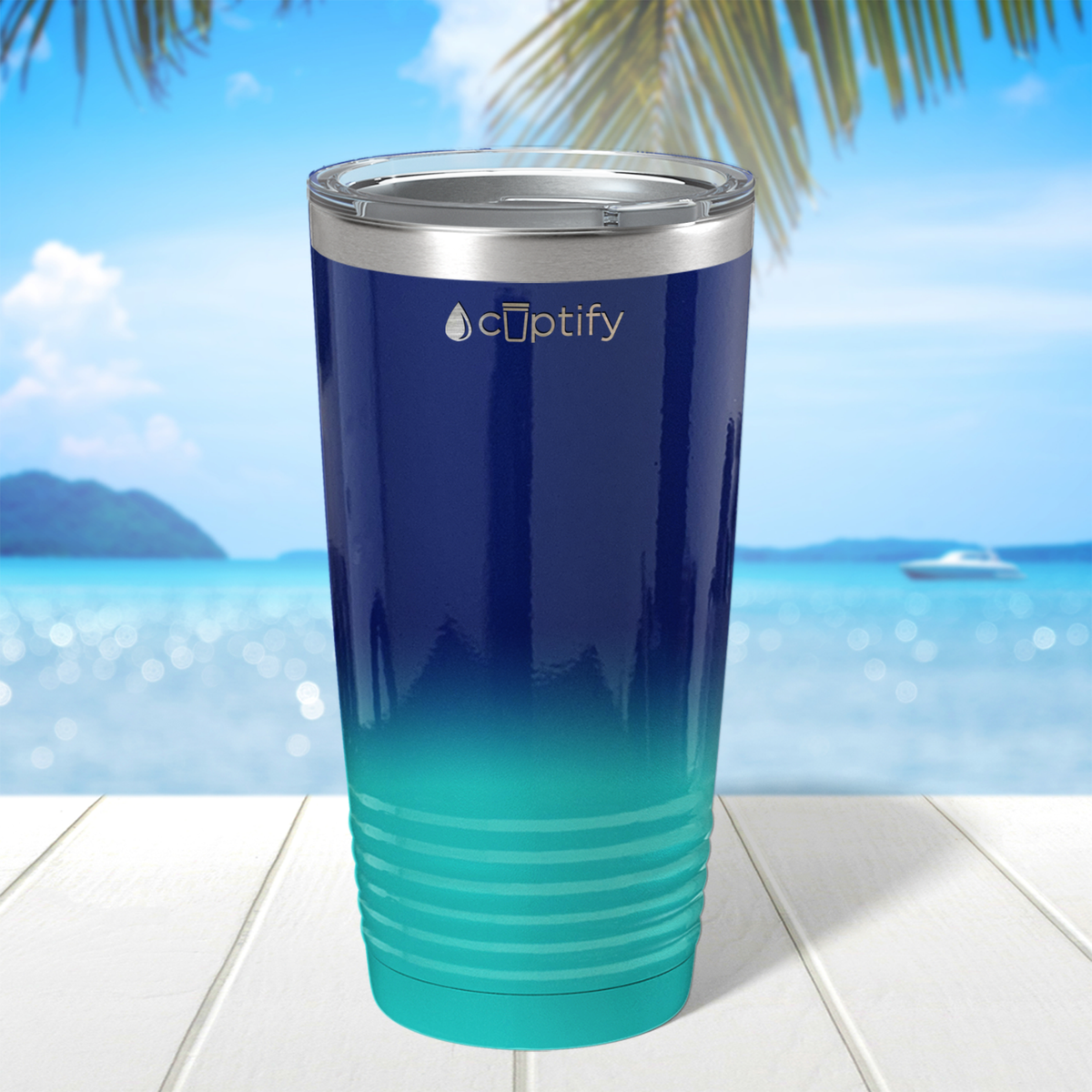 Navy Blue Seafoam Ombre 20oz Tumbler