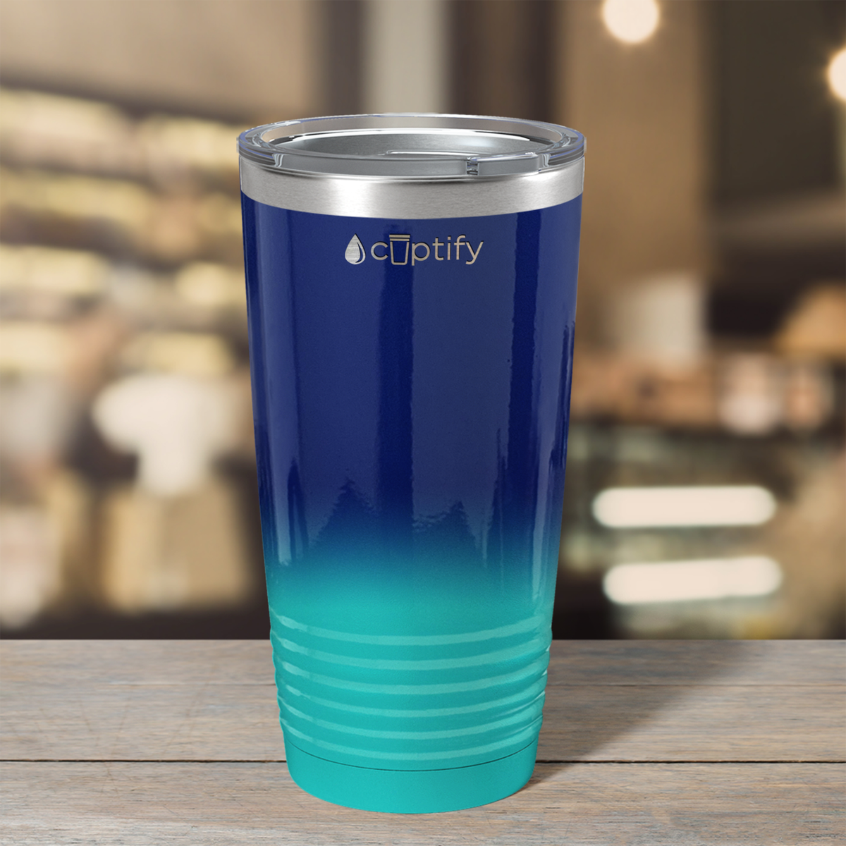 Navy Blue Seafoam Ombre 20oz Tumbler