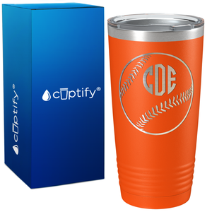 Personalized Baseball Monogram Design on 20oz Tumbler