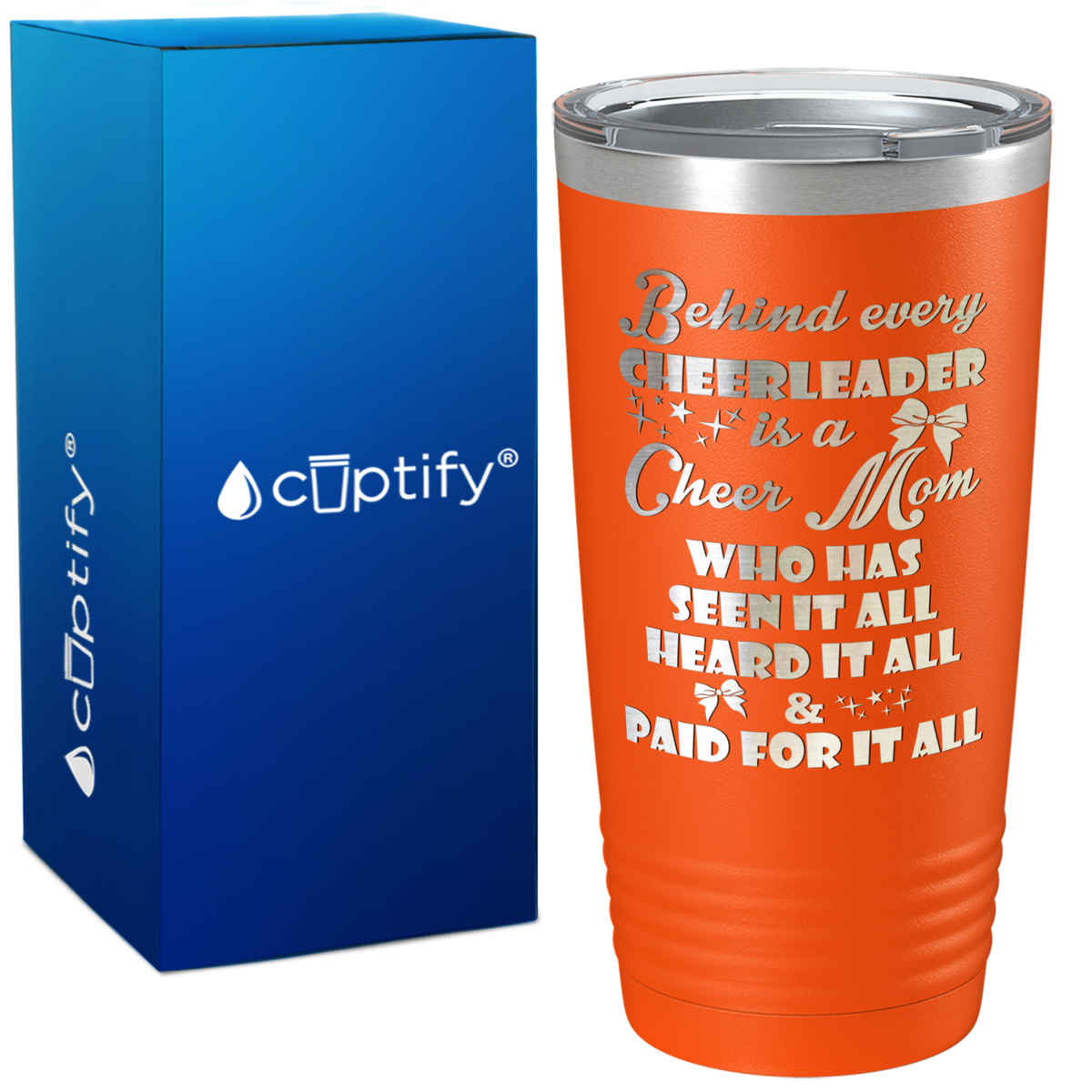 Behind Every Cheerleader Is A Cheer Mom on 20oz Tumbler