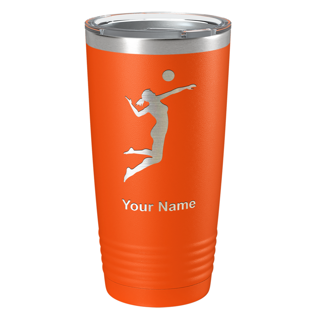 Personalized Volleyball Player Silhouette Laser Engraved on Stainless Steel Volleyball Tumbler