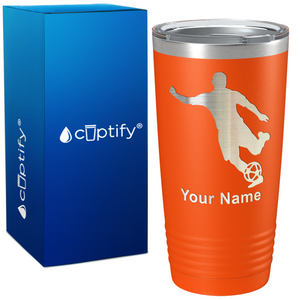 Personalized Soccer Player Silhouette on 20oz Tumbler