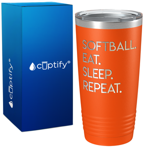 Eat Sleep Softball Repeat on 20oz Tumbler