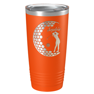 Personalized Women Golfer Laser Engraved on Stainless Steel Golf Tumbler