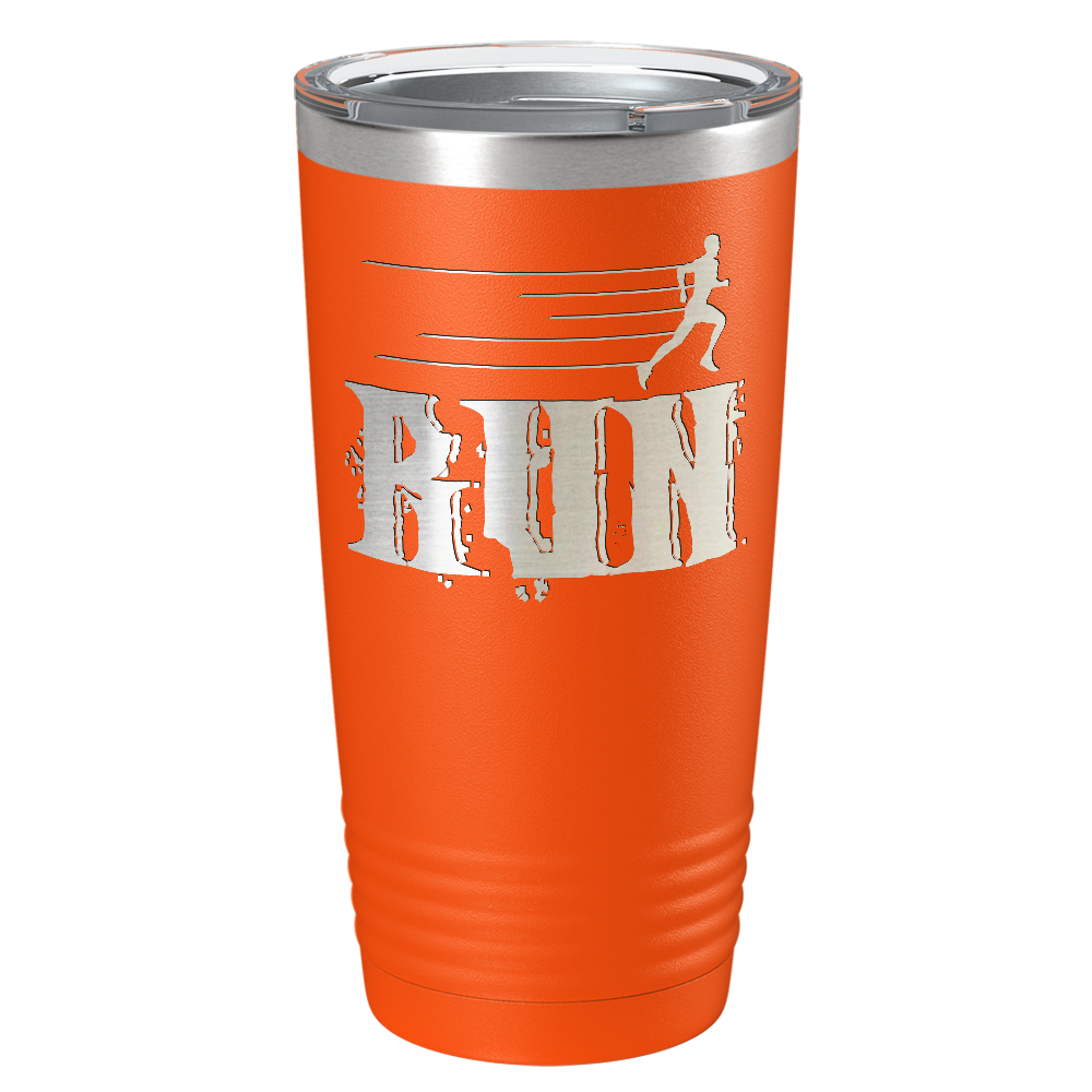 Run Laser Engraved on Stainless Steel Cross Country Tumbler
