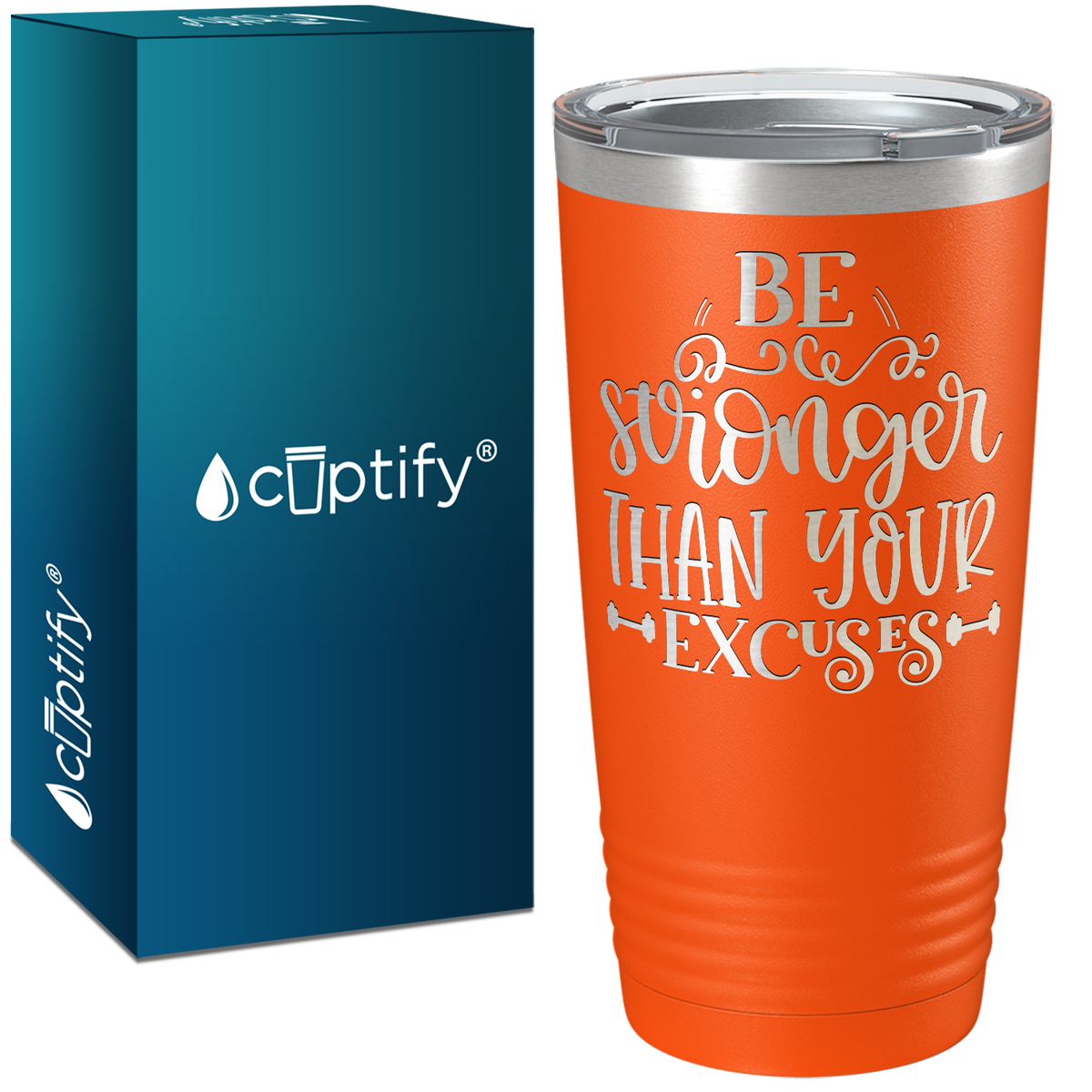 Be Stronger Laser Engraved on Stainless Steel Motivational Tumbler