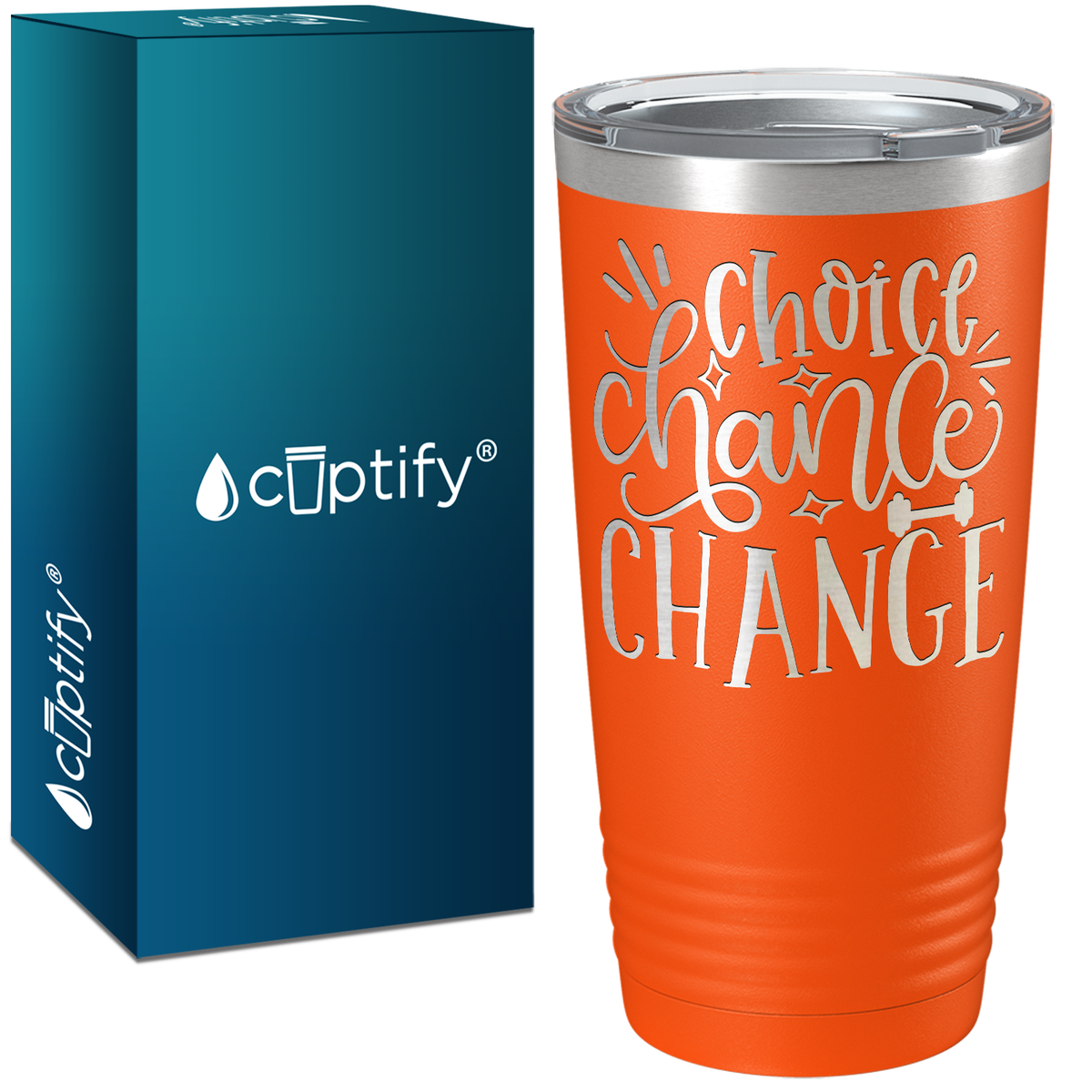Choice Chance Change Laser Engraved on Stainless Steel Motivational Tumbler