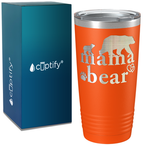 Mama Bear Hearts Laser Engraved Mom 20oz Tumbler