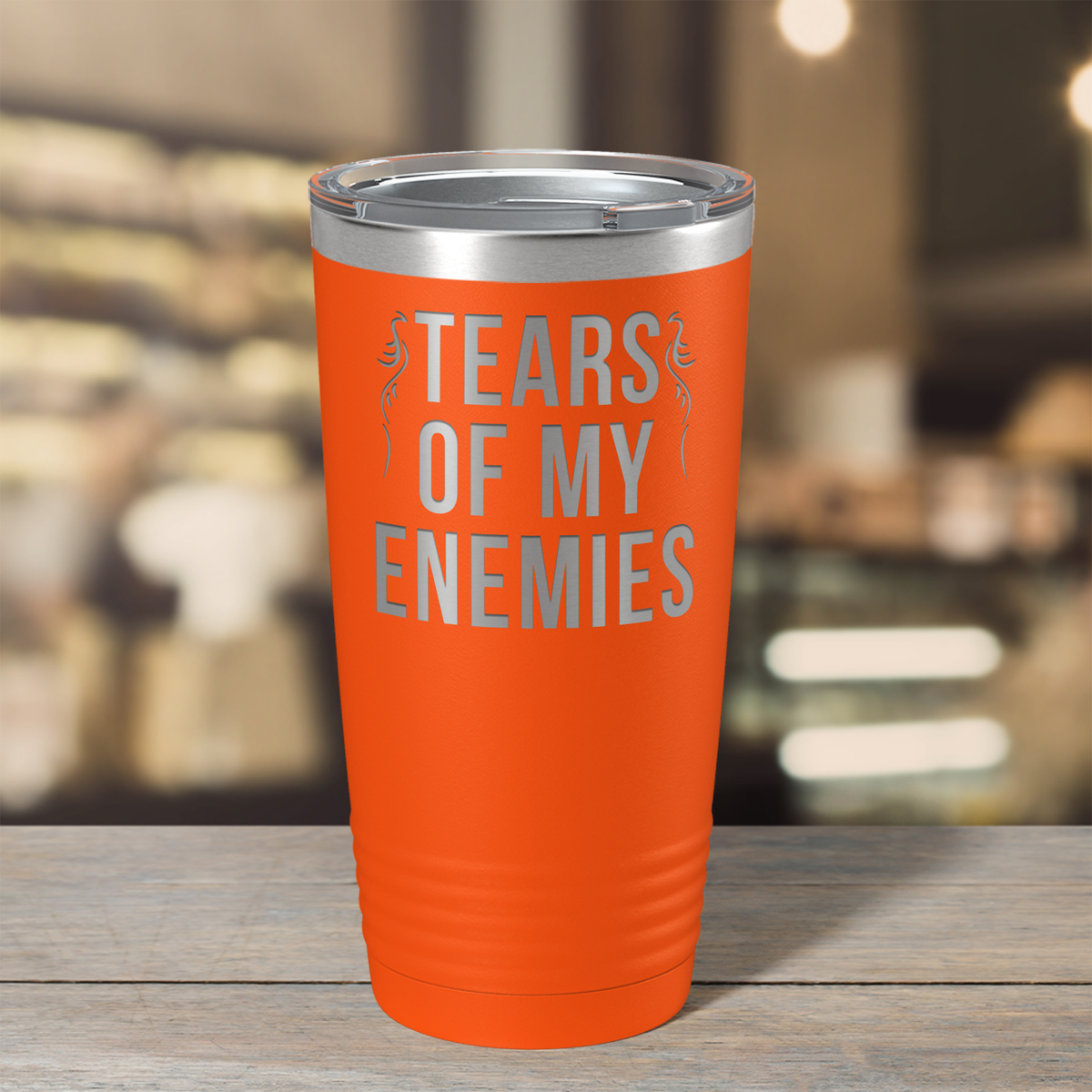 Tears of my Enemies on Orange 20 oz Stainless Steel Ringneck Tumbler