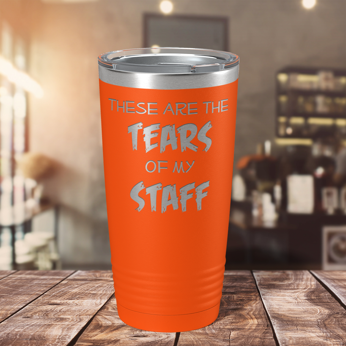 These are Tears of my Staff on Orange 20 oz Stainless Steel Ringneck Tumbler