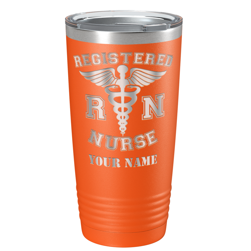 Personalized Nurse Laser Engraved 20oz Tumbler - Orange Matte