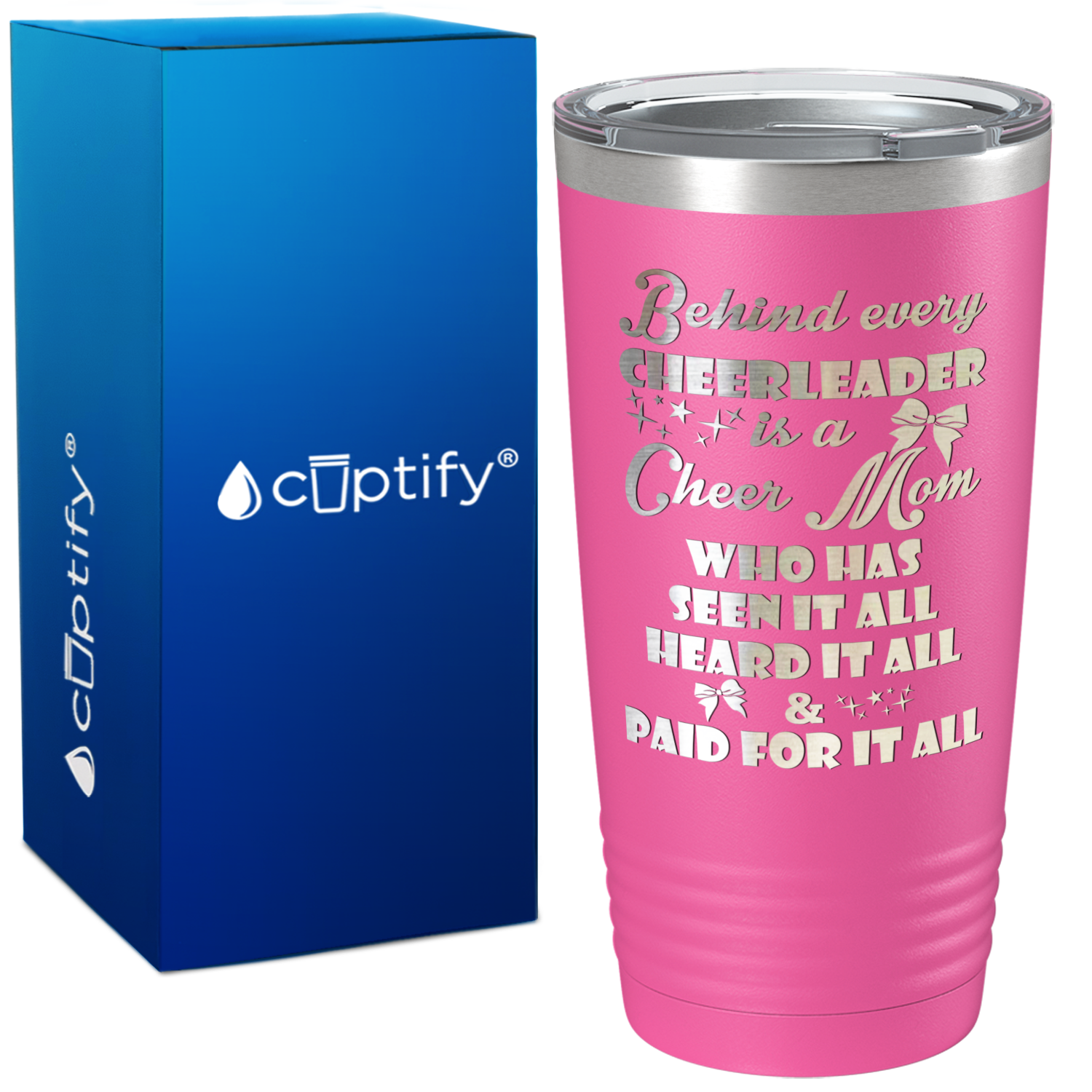 Behind Every Cheerleader Is A Cheer Mom on 20oz Tumbler