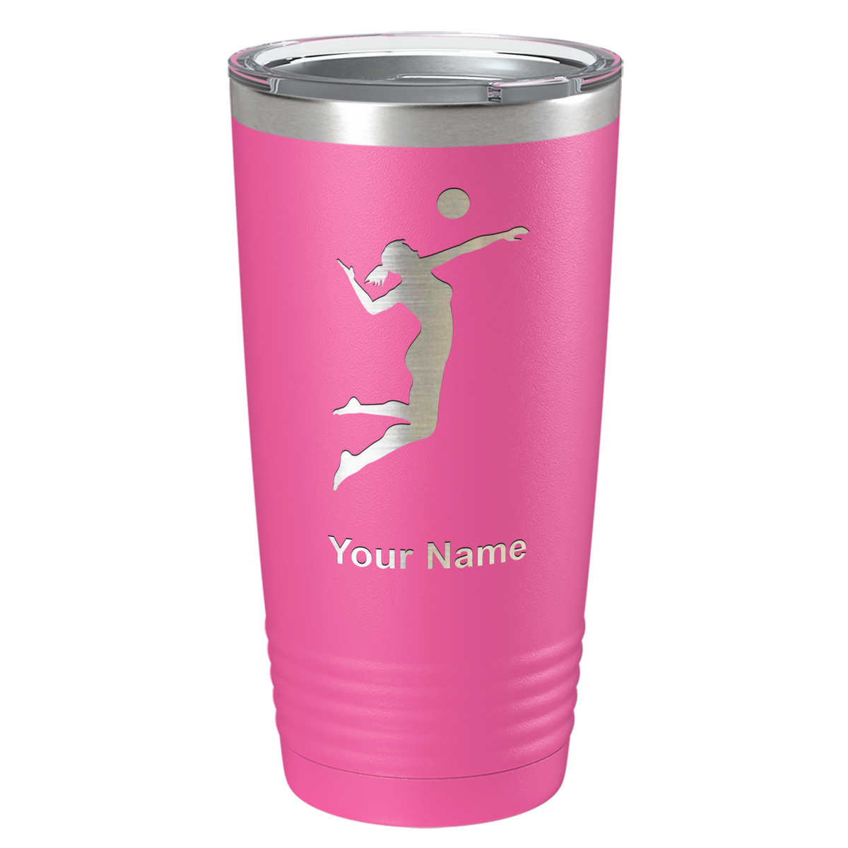 Personalized Volleyball Player Silhouette Laser Engraved on Stainless Steel Volleyball Tumbler
