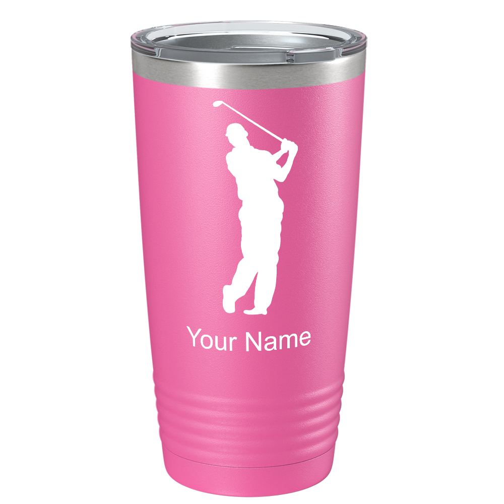 Golf Player Silhouette on Stainless Steel Golf Tumbler