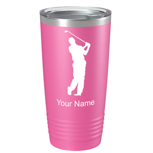 Golf Player Silhouette on Stainless Steel Golf Tumbler