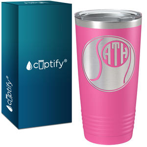 Personalized Monogrammed Tennis Ball Laser Engraved on Stainless Steel Tennis Tumbler