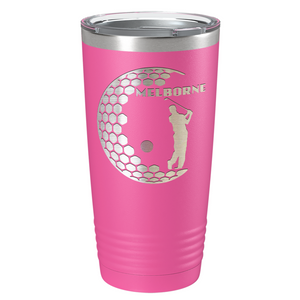 Personalized Golfer in Half Ball Laser Engraved on Stainless Steel Golf Tumbler