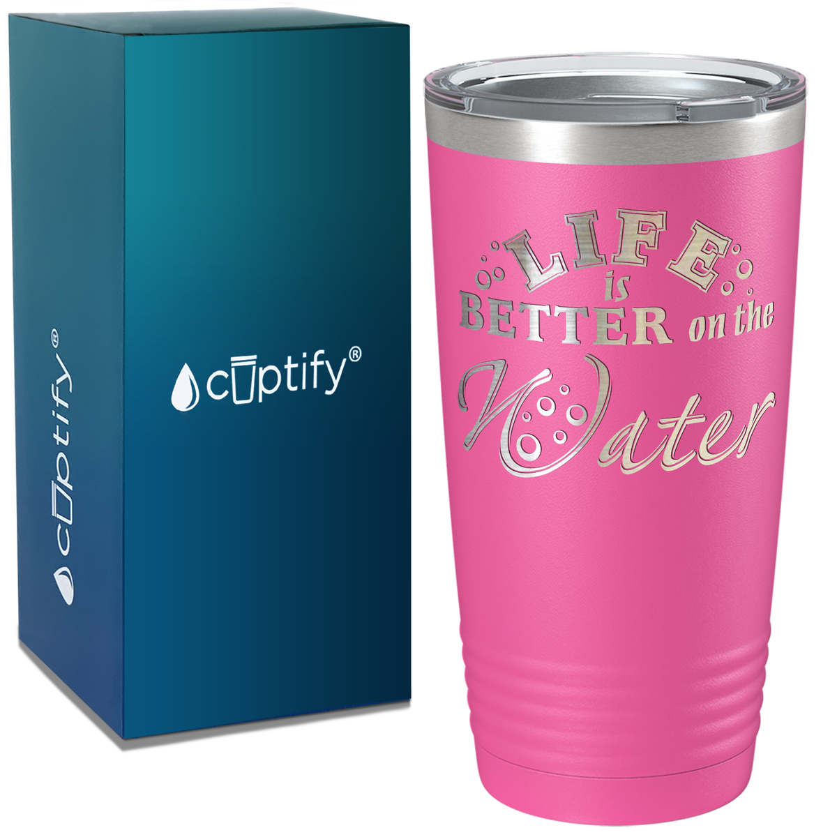 Life is Beter on the Water on White 20 oz Stainless Steel Tumbler