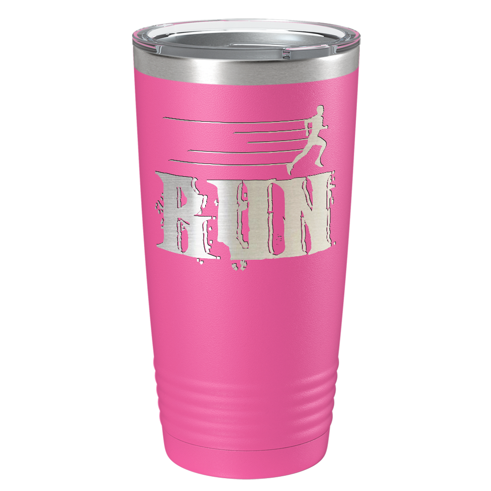 Run Laser Engraved on Stainless Steel Cross Country Tumbler