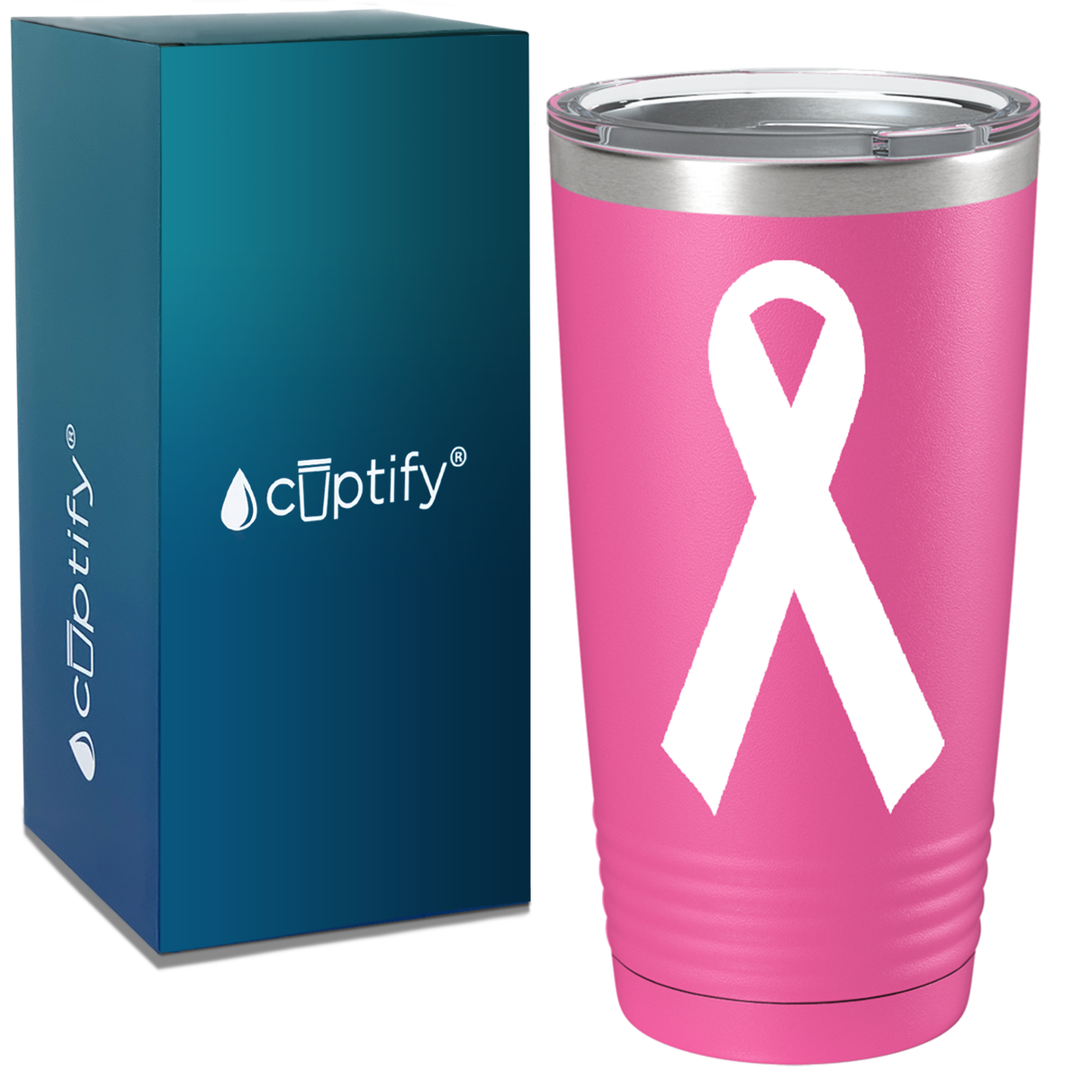 Breast Cancer Awareness Ribbon on Pink 20oz Tumbler