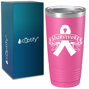 Breast Cancer Survivor on Pink 20oz Tumbler