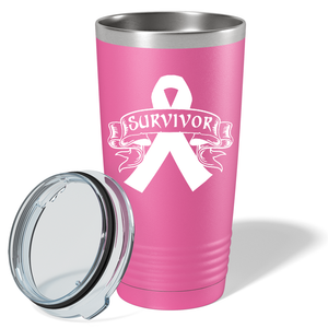 Breast Cancer Survivor on Pink 20oz Tumbler