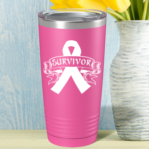 Breast Cancer Survivor on Pink 20oz Tumbler