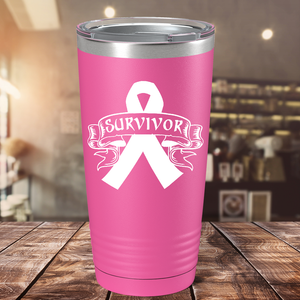 Breast Cancer Survivor on Pink 20oz Tumbler