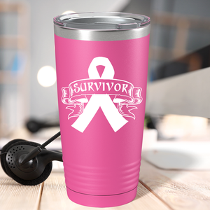 Breast Cancer Survivor on Pink 20oz Tumbler