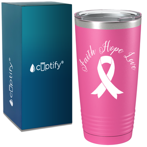 Faith Hope Love Breast Cancer Awareness on Pink 20oz Tumbler