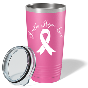 Faith Hope Love Breast Cancer Awareness on Pink 20oz Tumbler