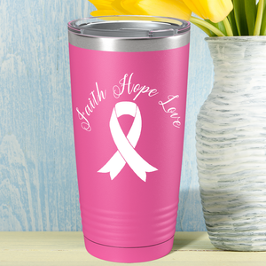 Faith Hope Love Breast Cancer Awareness on Pink 20oz Tumbler