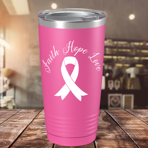 Faith Hope Love Breast Cancer Awareness on Pink 20oz Tumbler