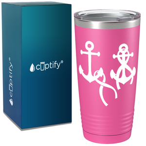 Anchors and Cancer Ribbon on Pink 20oz Tumbler