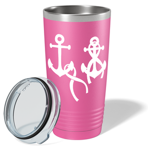 Anchors and Cancer Ribbon on Pink 20oz Tumbler