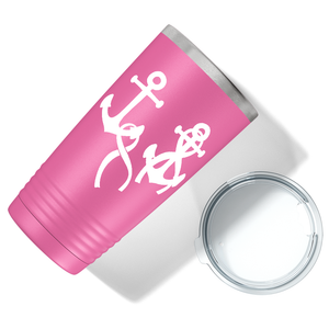 Anchors and Cancer Ribbon on Pink 20oz Tumbler