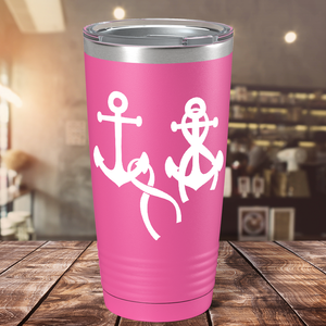 Anchors and Cancer Ribbon on Pink 20oz Tumbler