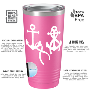 Anchors and Cancer Ribbon on Pink 20oz Tumbler