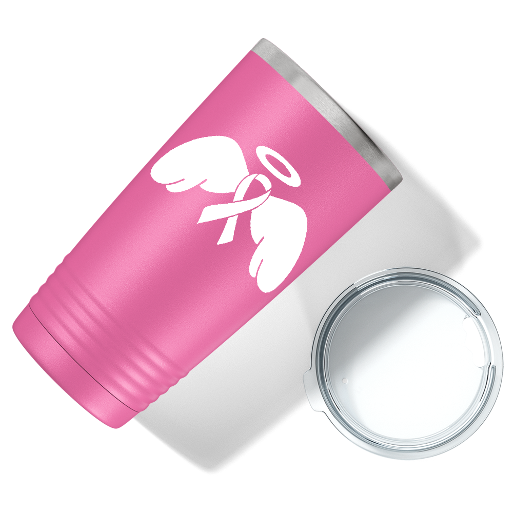 Angel Cancer Ribbon on Pink 20oz Tumbler