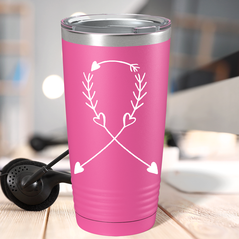 Arrow Cancer Ribbon on Pink 20oz Tumbler