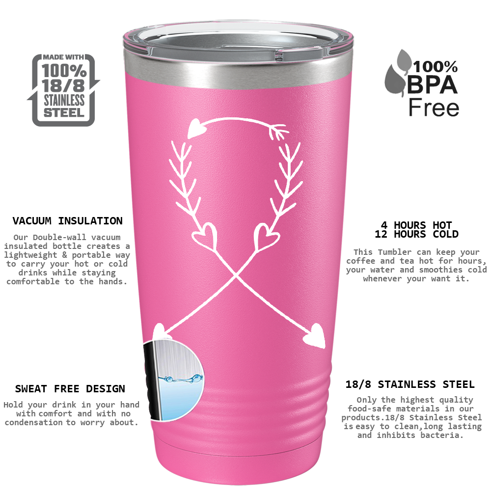 Arrow Cancer Ribbon on Pink 20oz Tumbler