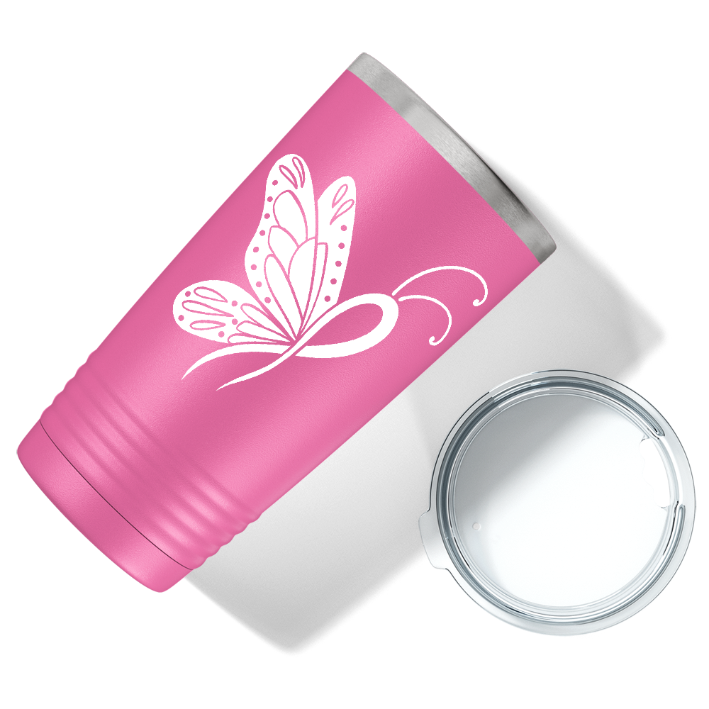 Butterfly Cancer Ribbon on Pink 20oz Tumbler
